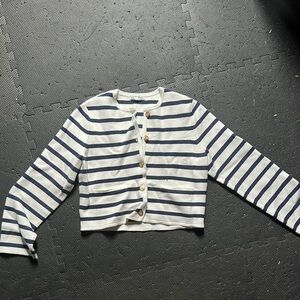 Abercrombie & Fitch Navy and White Striped Cardigan